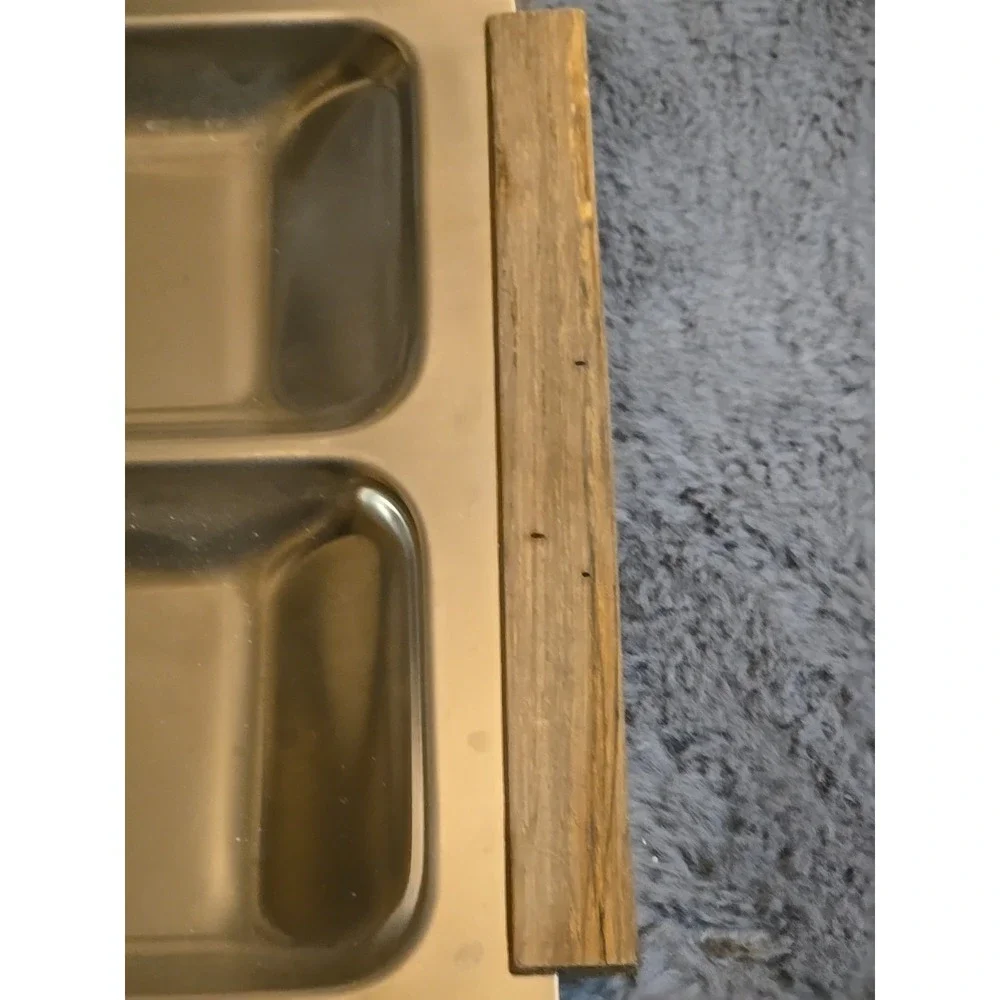 Vintage Kalmar Designs MCM Stainless Steel Teak Handles Divided Serving Tray 13